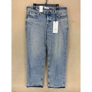 MOUSSY VINTAGE MV ARVERNE STRAIGHT-LOW Jeans Blue Cotton Size 32 Made in Japan